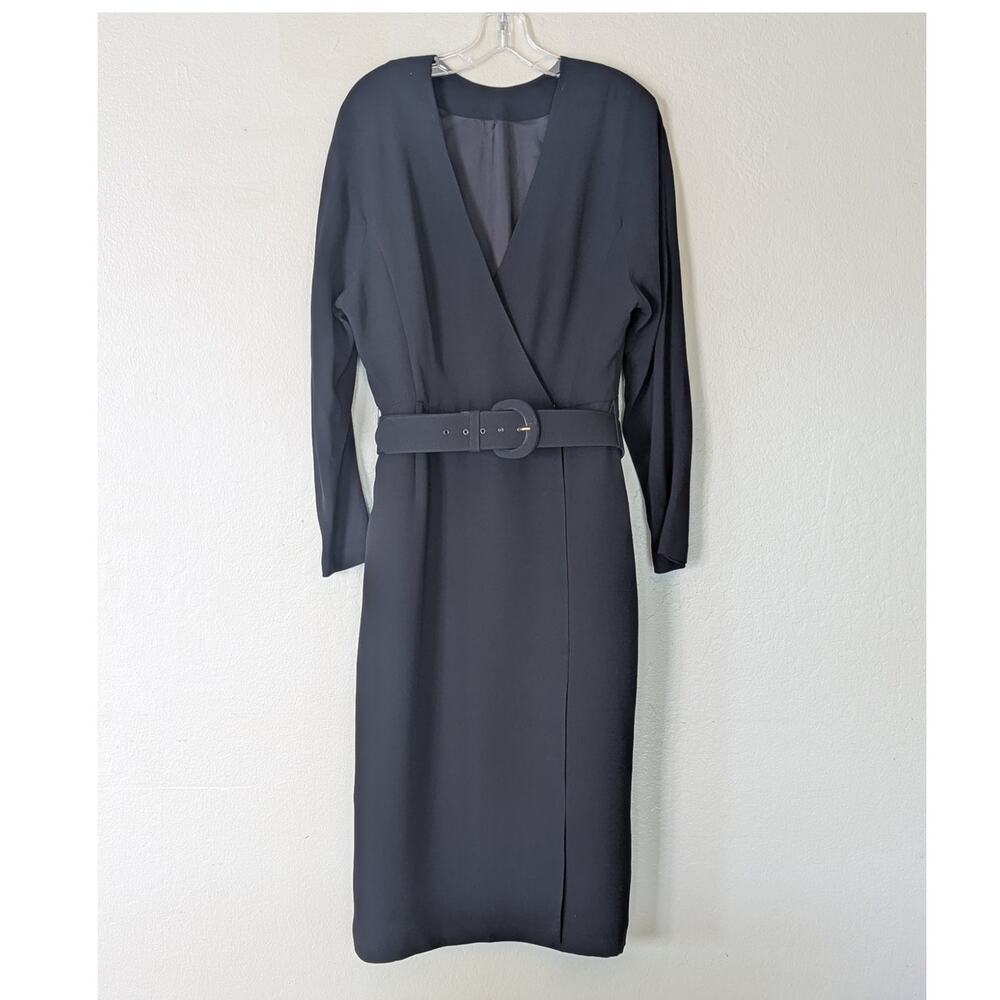 Vintage Linda Allard Ellen Tracy 100% Silk Dress Black Belted Sz 12
